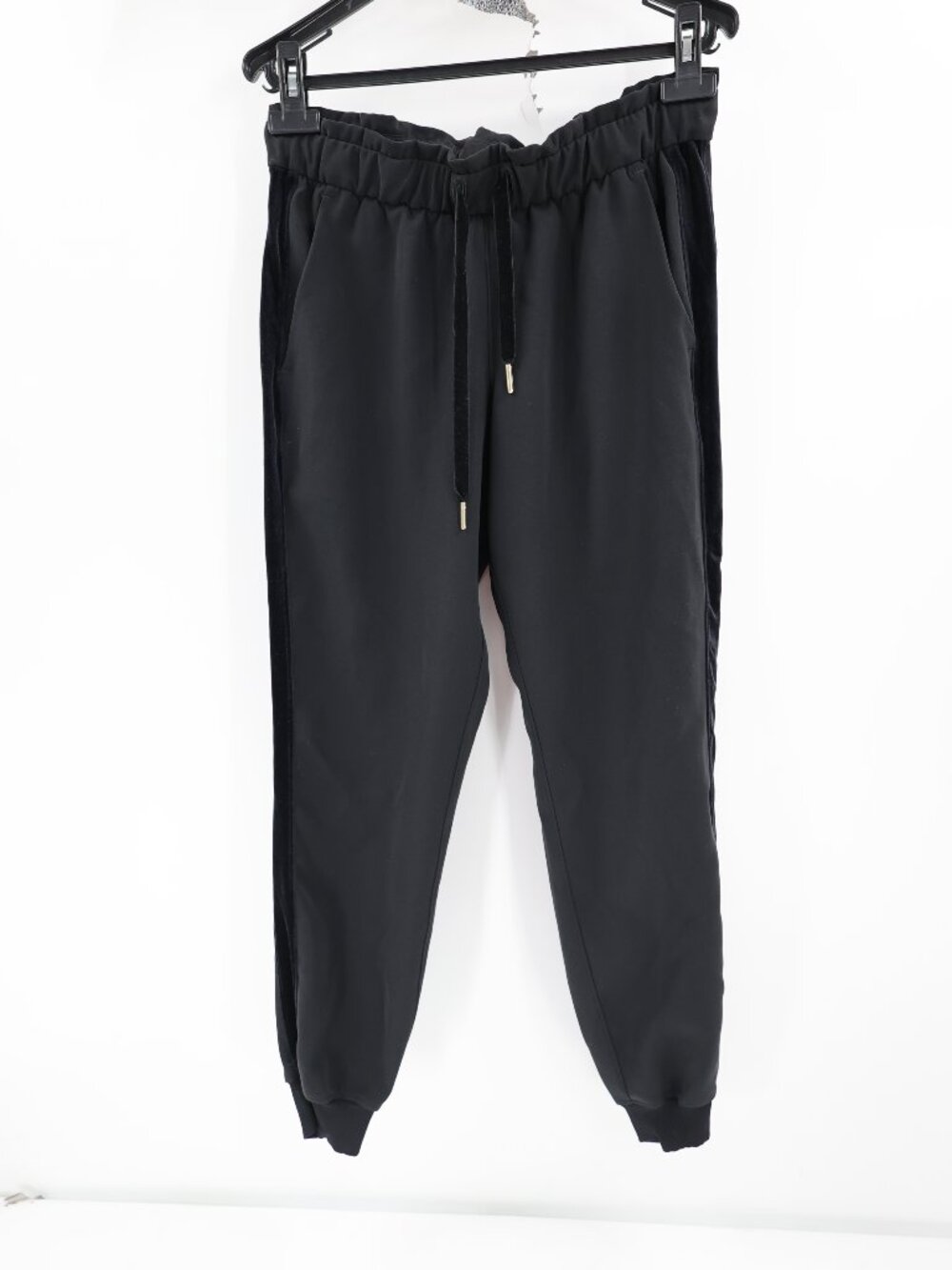 Lululemon Pants Womens 6 On the Fly Jogger Velvet Trim Drawstring Travel Black